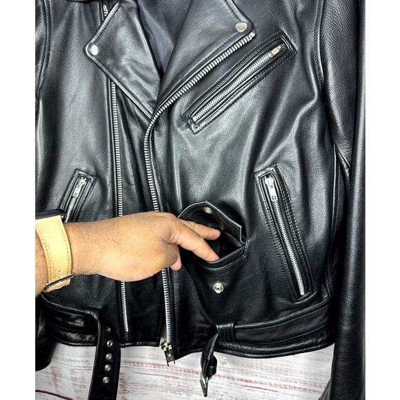 NWOT Tassa Paris Black Calfskin Leather Biker Rocker Jacket Full Zip Size 2XL - Picture 8 of 11